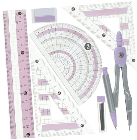 SAFIGLE Multifunktionales Lineal Transparentem Winkelmesser Zirkel und Dreieck Professionelles Zeichenwerkzeug für Schüler Leicht Präzise für Junge Mädchen