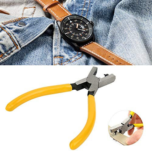 Aumotop Lochzange für Ledergürtel mit Gelber Öse, Schnelles Stanzwerkzeug für Uhrenarmbänder, Gürtel, Bänder, Kompakt