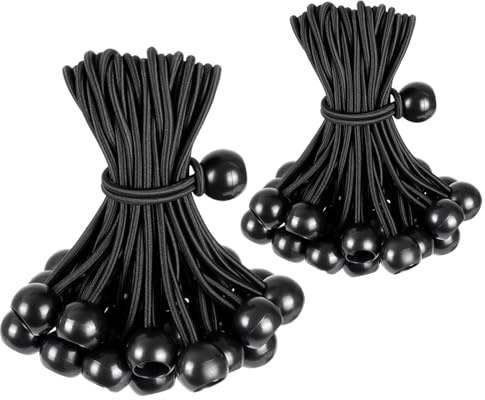 32 Piezas Tensores Lona Piscina con Bola, 10/15cm Pulpos | Elásticos y Cuerda Elástica Negra para Lonas para Lona Piscina y Bucles de Cuerda Elástica con Bola de Plástico