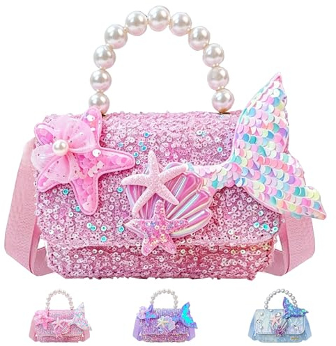 AUNGCSHE Handtasche für Mädchen, Meerjungfrau Handtasche, Mini Handtasche und Umhängetasche, Mädchen Tasche mit CrossBody Stil, Tolles Geschenk für Geburtstag oder Party
