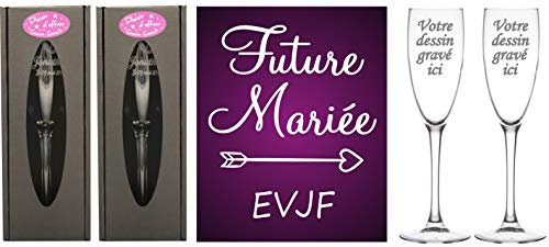 LOT 2 Flûtes gravées EVJF – Future Mariée – Cadeau souvenir original Enterrement de Vie de Jeune Fille pour une journée réussie entre copine avec témoins du Mariage organisation cocktail spécial EVJF