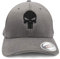 Café Viereck ® Unisex Cap Wooly Combed – Gestickt mit Punisher Zeichen – für Männer und Frauen (Graue Cap mit schwarzem Punisher, S/M (54-56 cm))