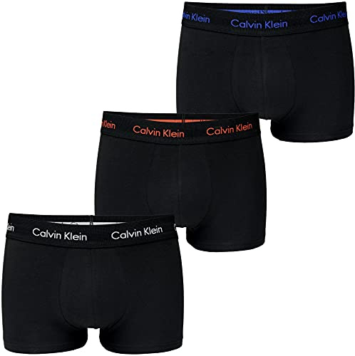 Calvin Klein Low Rise Trunk 3pk Boxer, Nero (Blue Royalty/Grey/Exotic Coral), L (Pacco da 3) Uomo