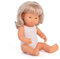 Miniland Dolls: europäische Babypuppe Mädchen, blond, mit Down Syndrom aus weichem Vinyl, 38 cm, präsentiert mit Unterwäsche in Geschenkbox (31264), Natur