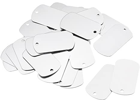 sourcing map Metal Blank Tags Stamping, 30x50mm DIY Engraving Aluminum ID Tags Silver for Craft, Pendant Decoration, Pack of 50