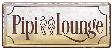 Pipi Lounge - witziges Retro Deko Metallschild - Blechschild fürs Klo Bad Gäste WC - Toiletten Türschild - 28x12cm