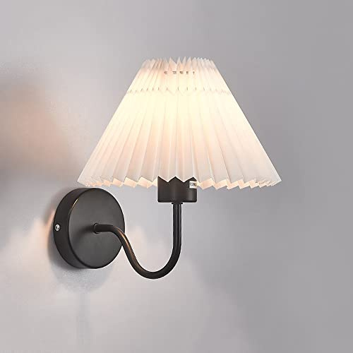 YFMYY Wandlampe mit plissiertem Lampenschirm aus Stoff, Schwanenhals-Wandleuchte, moderne Wandleuchte, Wandleuchte für Loft, Schlafzimmer, Flur, Nachttisch, Arbeitszimmer, Wohnzimmer (9,4x9,8, E27-B