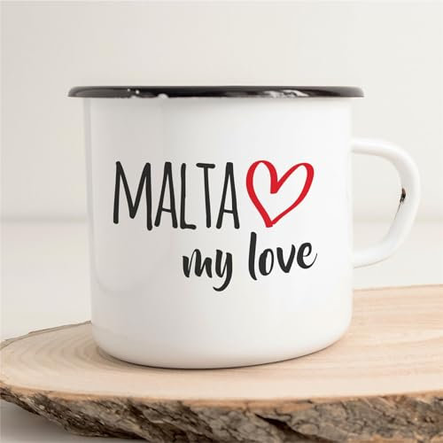 huuraa Emaille Tasse Malta my love 300ml Vintage für alle Fans von Malta Malta
