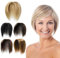 PARXITN Clip in Human Hair Toppers Nahtlose Haarteil Toupet für Frauen Lace Base Topper für Thicking Haar 35cm Natürliches Schwarz