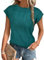 Gemulate Round Neck Short Sleeve Work Tops tee Shirts for Women Loose fit,Ladies Knit Solid Loose Casual T Shirts Tee Blouses Dark Cyan M
