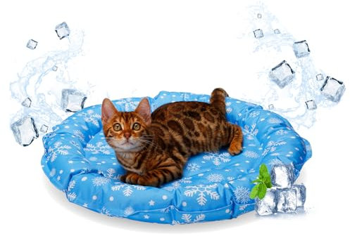 Chevws Kühlmatte Hund Pet kühlmatte für Hunde & Katzen, kühlmatte Katze mit Ungiftiges Gel,waschbar & komfortable Haustier Matte für alle Haustiere, Blau 55cm