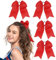 Lvefyti 4 Stück Schleife Haare,Haarschleife Damen,Schleife Haargummis Große 8 Zoll Schleife Haarschmuck Haarband Haargummi Schleife für Cheerleader Teen Schulmädchen Damen Mädchen(Rot)