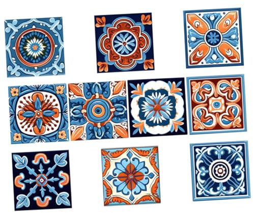 Hoement 10 Piezas Vinilos decorativos marroquíes pegatinas pared adhesivo pared azulejos decorativos para piscinas azulejo de decoración del hogar azulejos de la piscina Azulejo decorativo