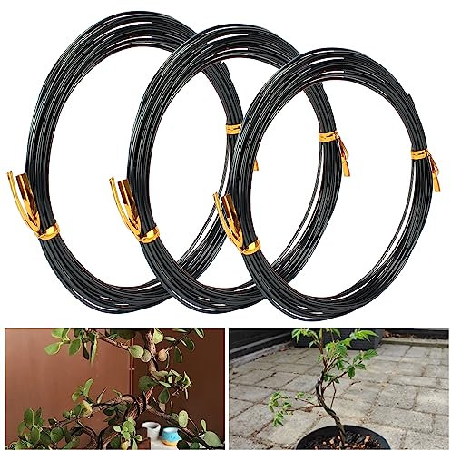OZLCUA Fil De Fer pour Bonsaï 4 Rouleaux avec 3 Tailles (1,0 mm, 1,5 mm, 2,0 mm) Total 20 m (Noir) Fil d'entraînement for bonsaï en Aluminium anodisé Fil De Ligature Bonsai