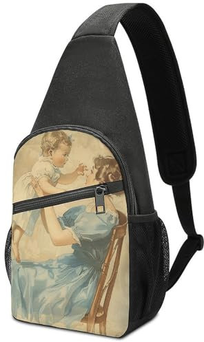 TradesForU Sit on The Chair Sling Bag for Women Men Cross Chest Bag Crossbody Shoulder Bag Casual Fashion Sling Rucksack, Style, One Size, mehrfarbig, One size
