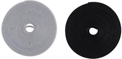 Hook and Loop Tape Self-Wrap Hook & Loop Tape in Black Reusable Fastening Tape for Cable Management(Grey+Black, 12mm/0.47in * 5Meter)