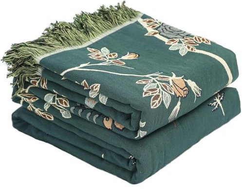 HOORDRYBoho Decke 100% Baumwolle 200 x 230CM Weiche Decke mit Vogel- und Blumenmuster für alle Jahreszeiten - perfekt als Bettdecke, Sofaüberwurf & Geschenk