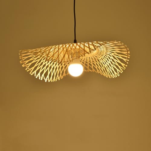 Abat jour en Rotin Naturel, suspension électrifiée sans ampoule, Lustre Salon, Luminaire intérieur, Lustre Bohème, lampe rotin tressé, Eclairage Cosy, Décoration scandinave, Abat-jour plafond (55 cm)