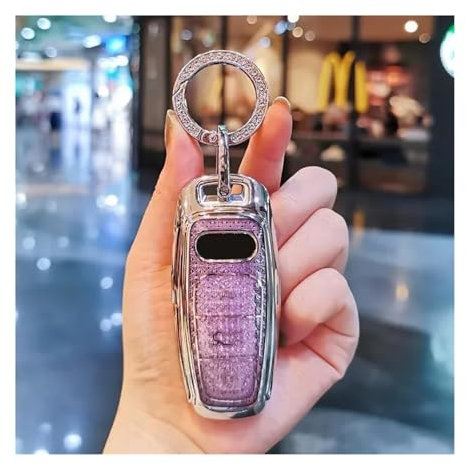 SCSTHRCRA pour A&UDI A6L Porte-clés A4L Q5L A3 Q3 Q2L A6 A5 Q7 A8 Ttq4ethon Couvercle De Clé Coque De Clé Porte-clés Coque Boucle Télécommandes Voiture(C Purple,1)
