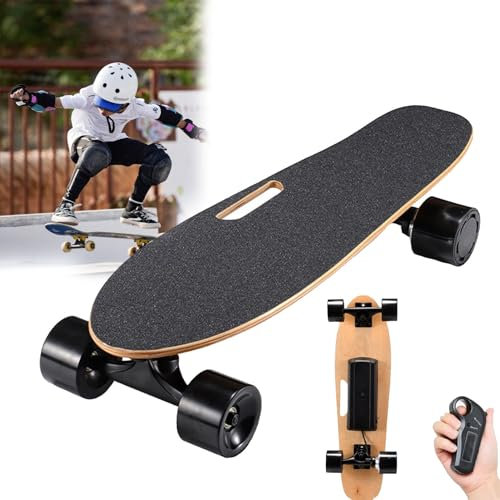 RayGenius Elektrisches Skateboard mit kabelloser Fernbedienung, 8-lagiges elektrisches Longboard, Cruiser-Skateboard für Erwachsene, 3 Geschwindigkeiten einstellbar
