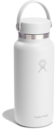 Hydro Flask – Wide Flex Cap 946 ml (32 oz) Bottle | Edelstahl, auslaufsicher – Kalt 24 Std., heiß 12 Std. isoliert – White