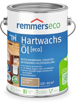 Remmers Hartwachs-Öl [eco] silbergrau, 2,5 Liter, für innen, natürliche Basis, 3in1: Beize, Öl und Versiegelung in einem, rutschhemmend, vegan