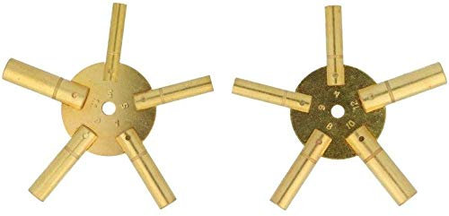 Harts Set mit 2 Uhrenaufziehschlüsseln Messing Spinne Stern Paar - ungerade und gleichmäßige