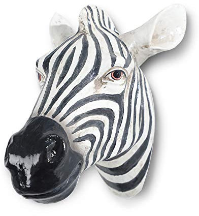 Ksoulyer Polyresin künstlicher Zebra-Kopf-Wandbehang, handgefertigte Wandanhänger für Bauernhaus, Tierkopf, Heim- und Gartendekoration