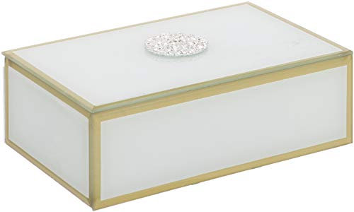 Maturi Boîte à Bijoux rectangulaire avec Strass, Verre, Doré, 20 x 13 x 6,5cm