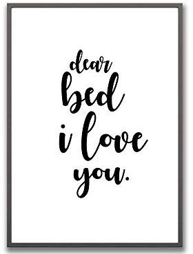 Ritter Mediendesign Premium Kunstdruck Dear Bed i Love You Din A4 Wandbild Druck Poster Bild Deko Geschenkidee