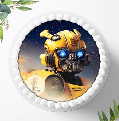 Für den Geburtstag ein Tortenbild, Zuckerbild mit dem Motiv: Transformers, Essbares Foto für Torten, Fondant, Tortenaufleger Ø 20cm, 0589w