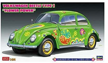Hasegawa 020488 1/24 Volkswagen Käfer Typ 1, Flower Power, Mehrfarbig