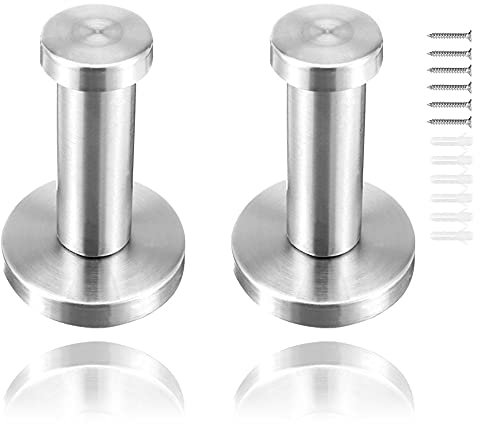 JINXM 2PCS Coat Hook Towel Hook Wall Mount Door Hooks Stainless Steel for Bathroom Kitchen Bedroom Hotel Waterproof(Silver)