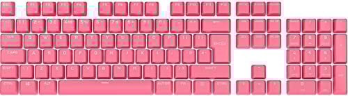 Corsair PBT DOUBLE-SHOT PRO Keycap Mod Kit (Double-Shot PBT Keycaps, Standard Bottom Row Compatibility, Textured Surface, 1.5mm Thick Walls with Backlit Font, O-Ring Dampeners Included) Rogue Pink