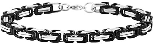 Raptor Unisex-Königsarmband Stärke 5 mm Edelstahl schwarz silberfarbig RA50131 (20)