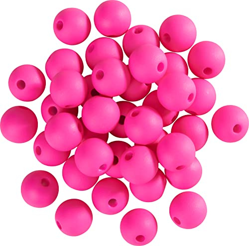 Rico Design itoshii Neon-Perlen Kunststoff 8 mm 40 Stück Bastelperlen Pink