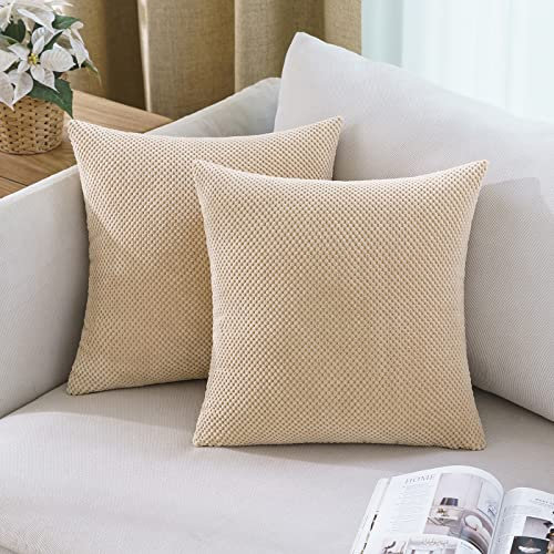 MIULEE 2er Set Kissenbezüge Dekokissen Körnig Dekorativ Kissenbezug Kissenhülle Sofakissen Deko Bezug Weich Zierkissen Kissen für Wohnzimmer Schlafzimmer 40x40cm Hellgelb