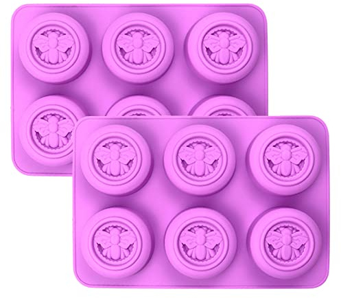 2 Piezas Moldes de Jabón de Silicona de Abeja, Molde de Silicona para Jabón de Panal de Abeja, Diseño Redondo de Abeja de Abeja, para Jabones Hechos a Mano, Pasteles, Manualidades de Resina