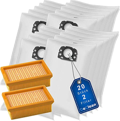 DeClean 20 Staubsaugerbeutel + 2 Filter kompatibel mit Kärcher Vliesfilterbeutel KFI 487, 2.863-006.0 (005.0)/Staubsauger Modelle WD4 WD5 WD6 (WD 4,5,6)/ MV4 MV5 MV6 Premium (MV 4,5,6)