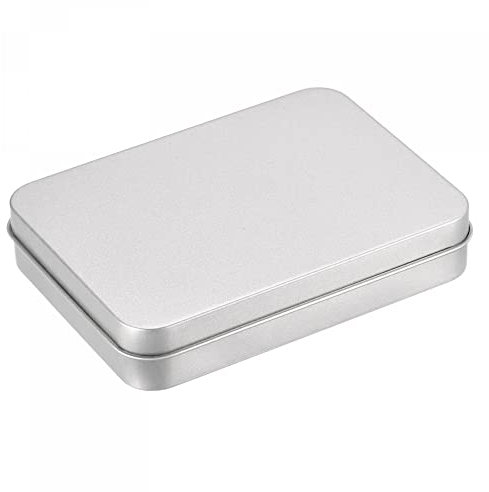 sourcing map Metalldosen mit Deckel, 1 Stk. Kleine Blechdose 11.5 x 8.5 x 2.2 cm Metalldose für Süßigkeiten und kleinen Gegenständen Abnehmbarer Deckel- Silber