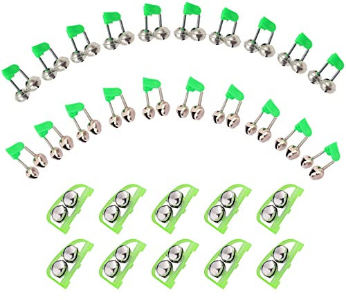 XSHAO 30 Stück Aalglocke, Twin Glocke Ring Clip Bissanzeiger Glocke Fishing Tackle Köder Alarm Geeignet für Professionelle und Temporäre Fischer, Nachtfischen