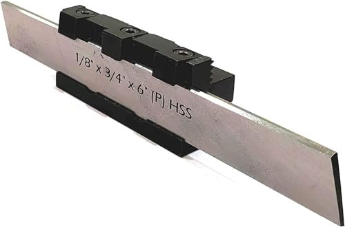PRAZTECH® Porte-outils de coupe réglable en hauteur centrale pour machines de tour en métal (tige 12 mm, lame 1,9 cm de large)