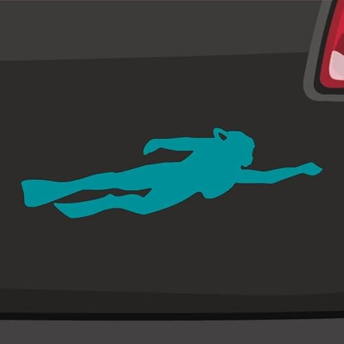 Generisch Taucher Aufkleber Sticker Korallen Fische Schnorcheln Fische Sport Fun 10x3cm Farbe: Türkisblau