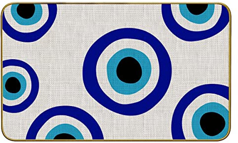Mingnei Preppy Turkish Blue Evil Eyes Doormat Door Mat for Home Entrance,Evil Eye Boho Floor Mats for House Front Indoor Inside Outdoor Outside Entryway Rug 30 x 17 Welcome Mat