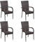 KOIECETA Gartenstuhl Stapelbar Gartensessel Stapelstuhl Essstuhl Stapelsessel Stuhl Sessel Stühle Gartenmöbel Terrasse Grau Poly Rattan (Braun, 4X)