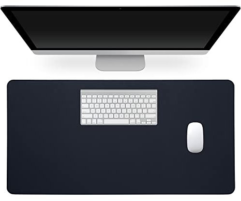 kwmobile Kunstleder Schreibtischunterlage 60 x 30 cm - Schreibtisch Unterlage Mauspad groß - Schreibunterlage rutschfest für Home Office Büro Dunkelblau