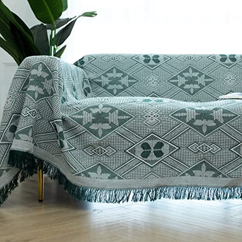 Homxi Sofa Überzug Zweisitzer,Sofa Überzug Decke mit Raute Bezug Sofa Baumwolle Sofa-Handtuch Grün Sofahusse 130x230CM