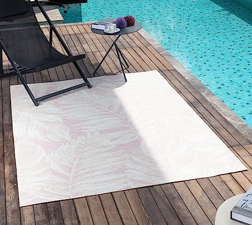 Livabliss Manila Indoor Outdoor Rug - Large Boho Rugs for Living Room 120x170 cm Dining, Kitchen Carpet, Patterned Neutral and Coloured Rugs, Waterproof, Stain Durable - Mauve and Ivory