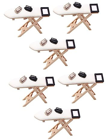 Abaodam Juego De 2 Tablas De Planchar con Adornos En Miniatura Escala 1:12 para Casa En Miniatura De Niños Y Niñas (3 Piezas X 2)
