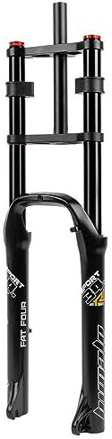 HIMALO 26'' Vélo Fat Fork Descente VTT Fourche À Suspension Pneumatique Débattement 140mm Droite Double Épaule Fourche Rebond Réglable Frein À Disque , pour Pneu 4.0 (Color : Black)